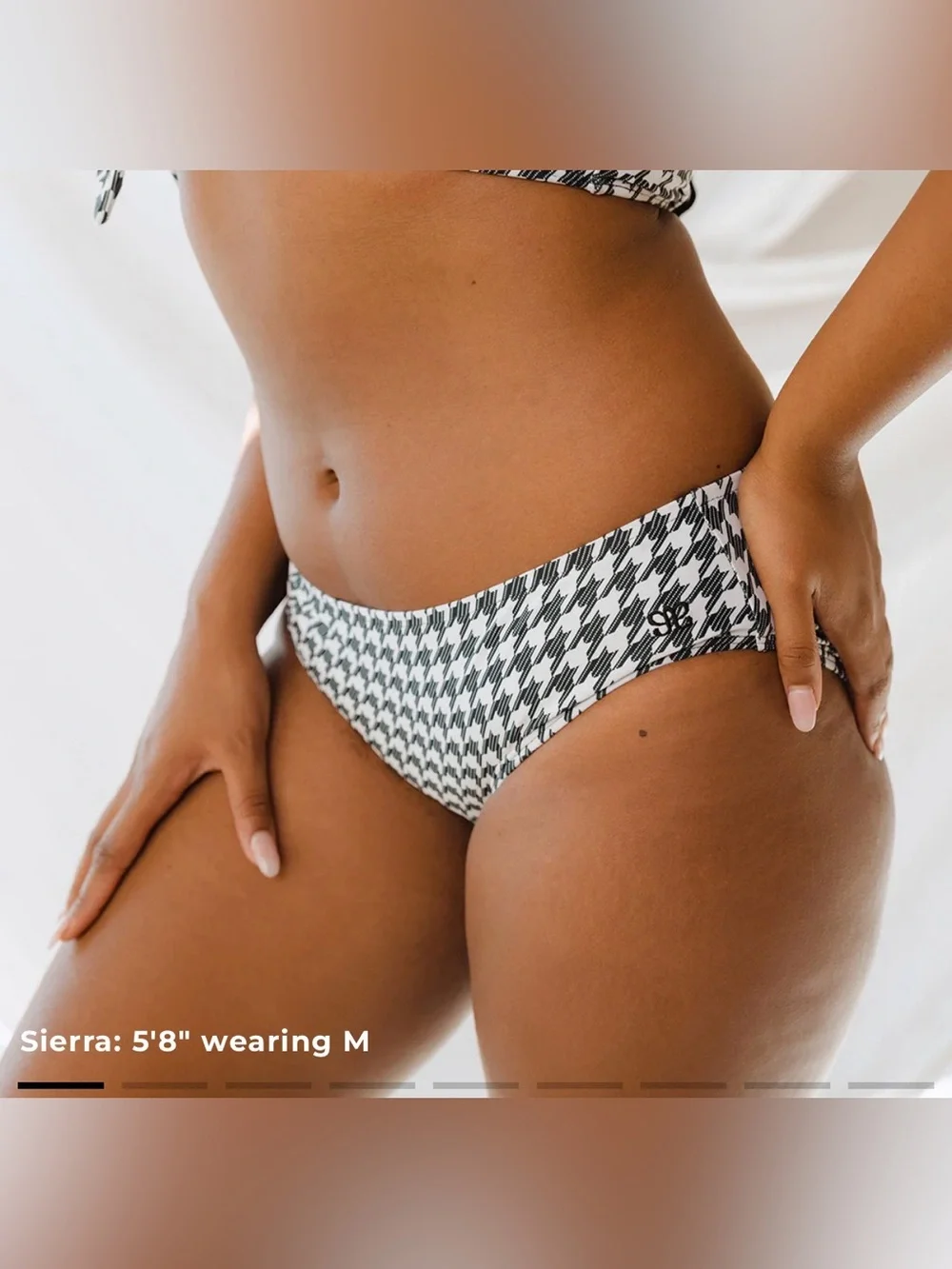 Albion Fit Houndstooth Hipster Bikini Bottoms XL NWT Black White Full Coverage